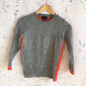 J CREW GREY ORANGE COLOR BLOCK SWEATER WOOL S